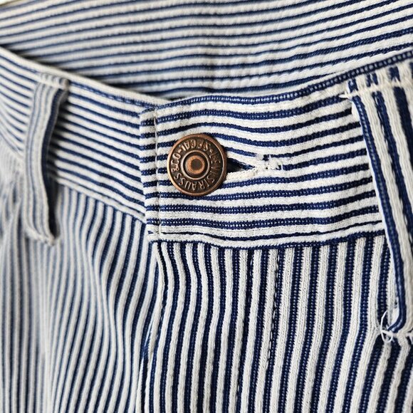 Vintage 60s 70s Levi's Big E StaPrest Flare Disco Blue Striped Pants Jeans 30x30 - Picture 3 of 8